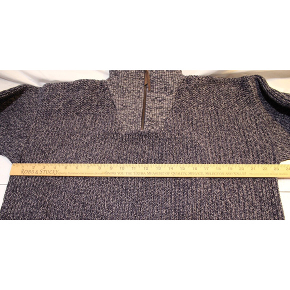 The Great Plains Men's L Blue White 1/4 Zip LS Sweater Cotton Preppy Classic - Picture 8 of 13